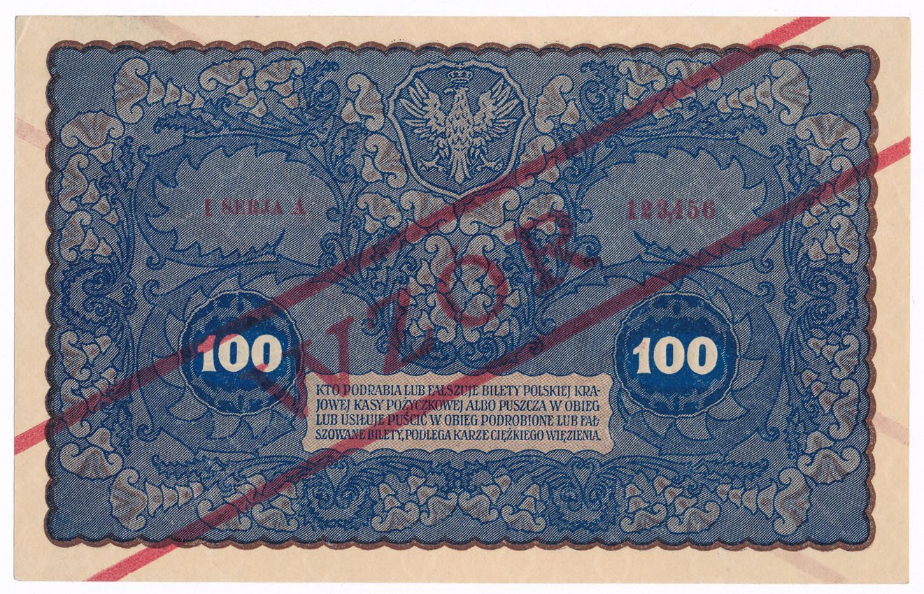 WZÓR. 100 marek polskich 1919